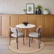 Conjunto com 2 Cadeiras Ally Linho Cinza e Caramelo