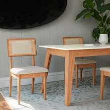 Conjunto com 2 Cadeiras Daya Algodão Cesare Claro e Freijó