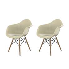 Conjunto com 2 Cadeiras Eames Arm DSW Fendi e Madeira