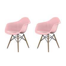 Conjunto com 2 Cadeiras Eames Arm DSW Rosa e Madeira