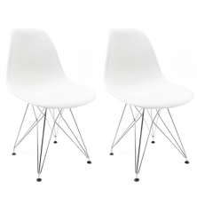 Conjunto com 2 Cadeiras Eames Cromado e Branco