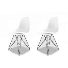 Conjunto com 2 Cadeiras Eames Eiffel Branco e Preto