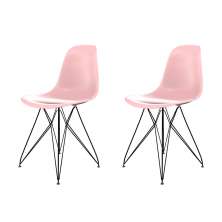 Conjunto com 2 Cadeiras Eames Eiffel Rosa e Preto