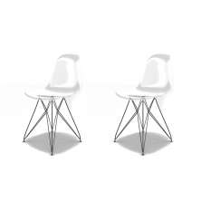 Conjunto com 2 Cadeiras Eames Eiffel Transparente e Preto