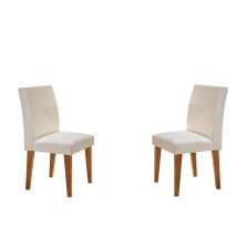 Conjunto com 2 Cadeiras Grecia Veludo Imbuia e Creme