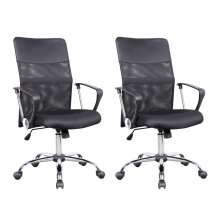 Conjunto com 2 Cadeiras de Escritório Diretor Giratórias Vancouver com Braços Preto