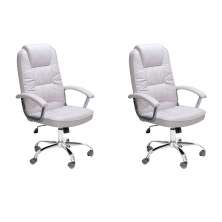 Conjunto com 2 Cadeiras de Escritório Presidente Giratórias Finland Branco