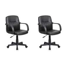 Conjunto com 2 Cadeiras de Escritório Secretária Giratórias Clean Preto