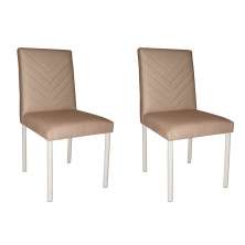 Conjunto com 2 Cadeiras de Jantar Pitty Veludo Bege