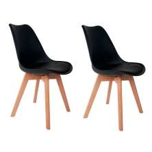 Conjunto com 2 Cadeiras de Jantar Saarinen Wood Preto