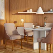 Conjunto com 2 Cadeiras de Jantar Turmalina II Imbuia e Off White