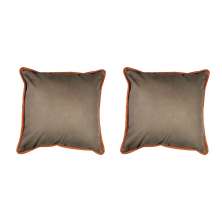 Conjunto com 2 Capas de Almofada Quadrada com Borda Candy 45x45 Suede Terracota e Bege