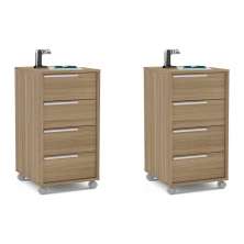 Conjunto com 2 Gaveteiros Maia 8 GV Castanho
