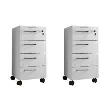 Conjunto com 2 Gaveteiros Paris 8 GV Branco