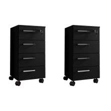 Conjunto com 2 Gaveteiros Paris 8 GV Preto