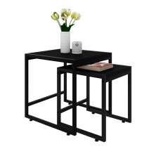 Conjunto com 2 Mesas Laterais Wooden Ônix e Preto