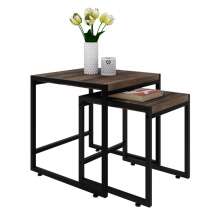 Conjunto com 2 Mesas Laterais Wooden Carvalho Dark e Preto