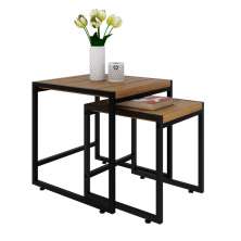Conjunto com 2 Mesas Laterais Wooden Mel e Preto
