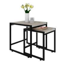 Conjunto com 2 Mesas Laterais Wooden Snow e Preto