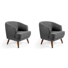 Conjunto com 2 Poltronas Betânia Cinza Escuro