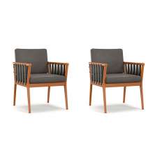 Conjunto com 2 Poltronas Chicago Linho Cinza