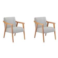 Conjunto com 2 Poltronas Flávia Cinza e Natural
