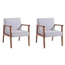 Conjunto com 2 Poltronas Júlia Cinza e Nogueira