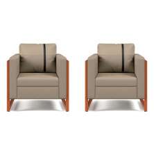 Conjunto com 2 Poltronas Lin Linho Areia