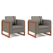 Conjunto com 2 Poltronas Lin Linho Cimento