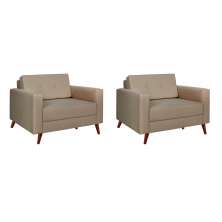 Conjunto com 2 Poltronas Living II Bege