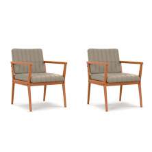 Conjunto com 2 Poltronas Miami Linho Areia