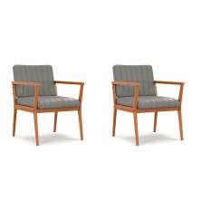 Conjunto com 2 Poltronas Miami Linho Cimento