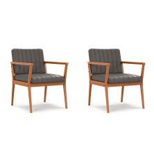 Conjunto com 2 Poltronas Miami Linho Cinza