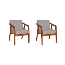 Conjunto com 2 Poltronas Tosar I Amêndoa e Lyz Cinza