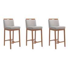 Conjunto com 3 Banquetas Dani Cinza e Nogueira