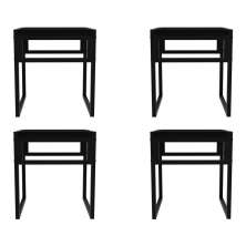 Conjunto com 4 Bancos Wooden Ônix e Preto