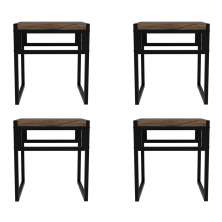 Conjunto com 4 Bancos Wooden Carvalho Dark e Preto