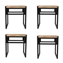 Conjunto com 4 Bancos Wooden Carvalho e Preto