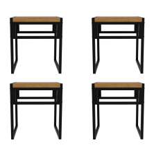Conjunto com 4 Bancos Wooden Mel e Preto