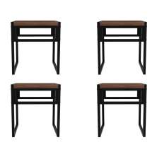 Conjunto com 4 Bancos Wooden Nogal e Preto