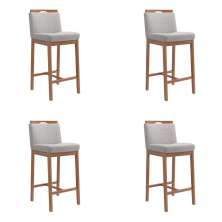 Conjunto com 4 Banquetas Dani Cinza e Nogueira