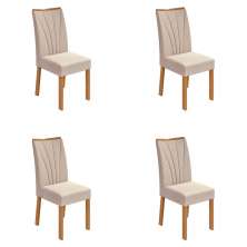Conjunto com 4 Cadeiras Apogeu Linho Bege e Amêndoa Clean