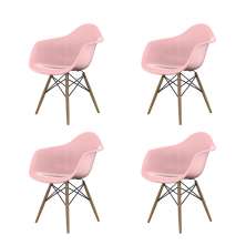 Conjunto com 4 Cadeiras Eames Arm DSW Rosa e Madeira