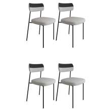 Conjunto com 4 Cadeiras Mona Linho Cinza e Preto