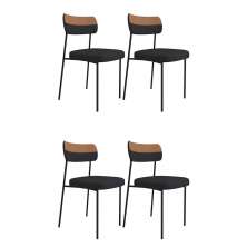 Conjunto com 4 Cadeiras Mona Linho Grafite e Preto