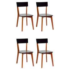 Conjunto com 4 Cadeiras Tóquio Preto e Castanho