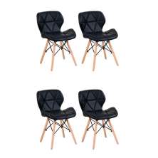 Conjunto com 4 Cadeiras Tulipa Eiffel Preto