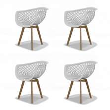 Conjunto com 4 Cadeiras Web Wood Branco