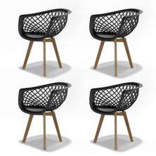 Conjunto com 4 Cadeiras Web Wood Preto