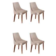 Conjunto com 4 Cadeiras de Jantar Esmeralda I Imbuia e Off White